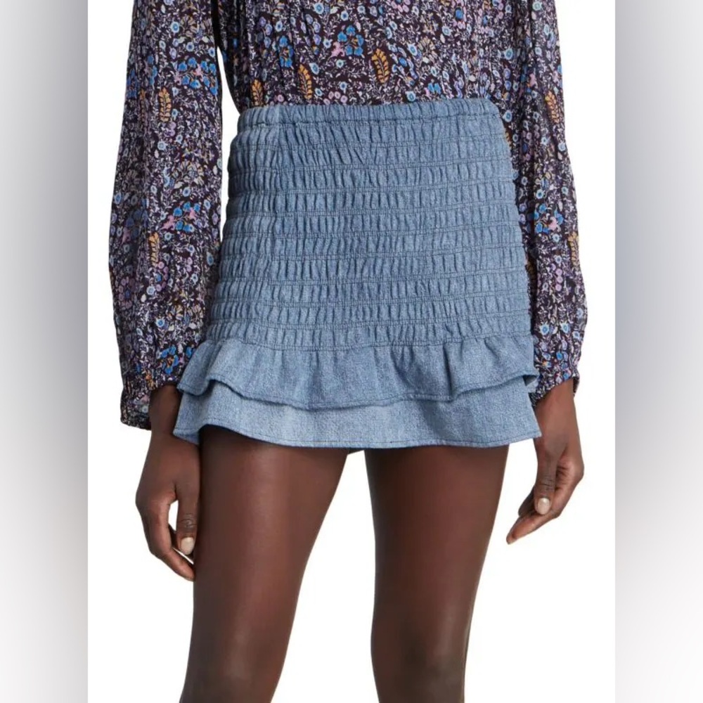 ISABEL MARANT Dorela Smocked Ruffle Mini Skirt NWT SZ 34